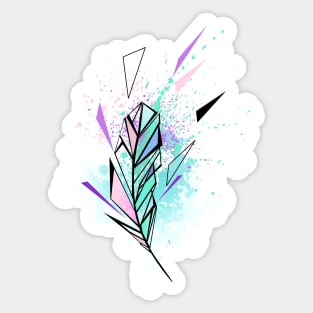 Polygonal Feather with Watercolor Sticker